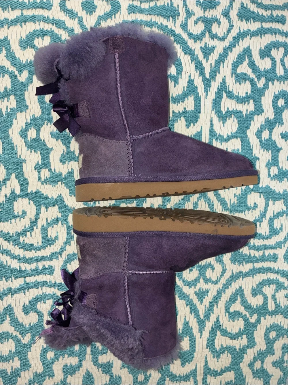 UGG Purple Suede Shearling Mid-Calf Boots for Girls